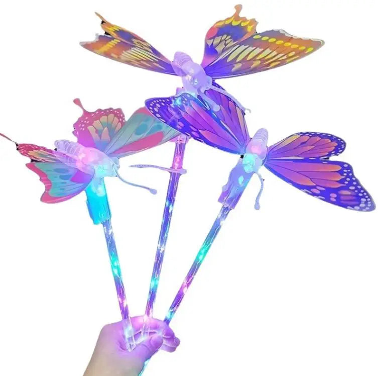 Children Shining Butterfly Flying Stick LED Magic Star Fairy Wand Light up Glow Sticks Kids Toy Wholesale