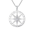 925 Sterling Silver Compass Pendant Necklace Trendy Jewelry Zircon for Wedding Party Graduation Encouraging Find Your Direction