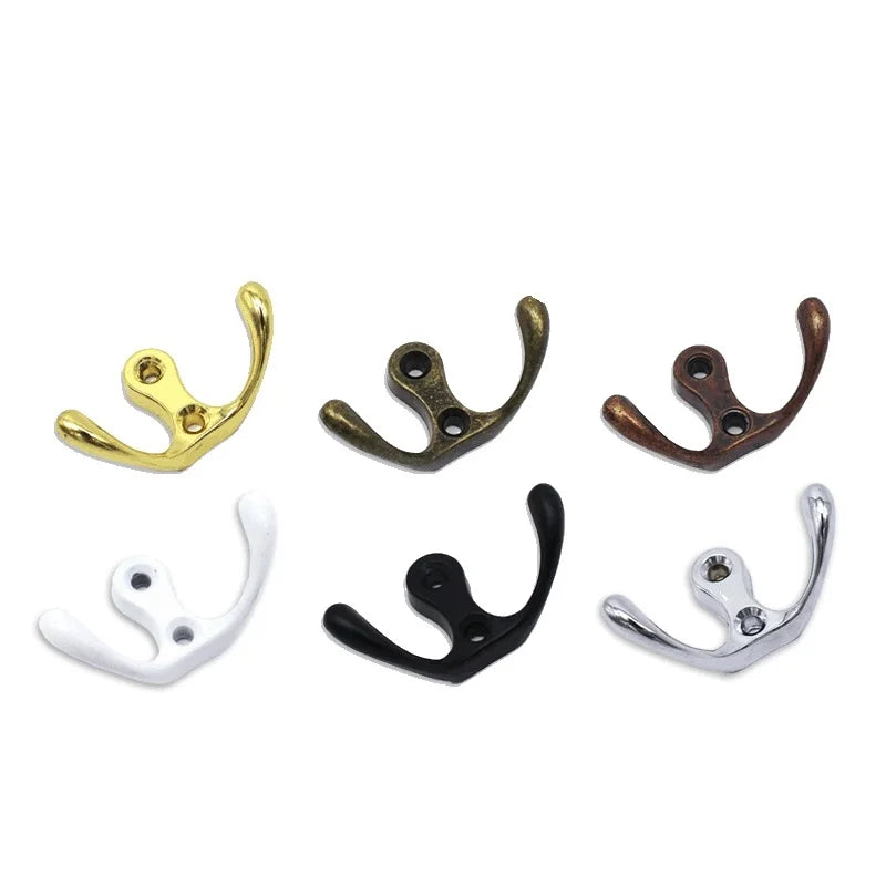 Vintage Zinc Alloy Dual Utility Multifunction Coat Hooks Wall Mounted Scarf Coat Double Prong Robe Towel Key MegaBDM