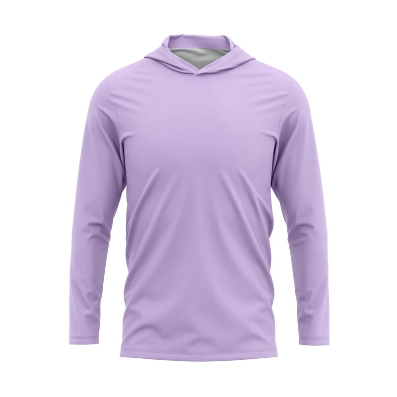 Summer Anti-UV UPF50 Protection Breathable Quick Dry Anti-Bacterial Sublimation Hooded Mens Fishing Shirt 100% Polyester
