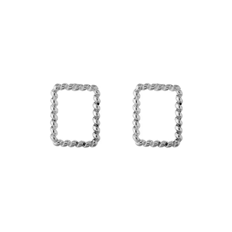 Real 925 Sterling Silver Square Stud Earrings for Women Girls Fashion Sterling-silver-jewelry Brincos Brinco