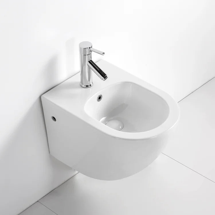 Befen Modern Hanging Ceramic Wall-Mounted Toilet with Bidet Glossy White Easy Installation Home & Hospital Use