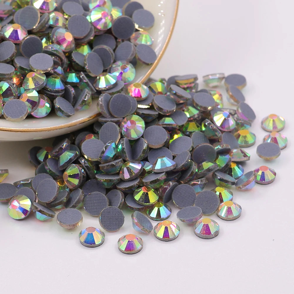 CJ Wholesale Hot Fix Glass & Crystal Round Flat Back Rhinestones SS10 High Quality Bulk for Nail Art Garment Shoes Bags