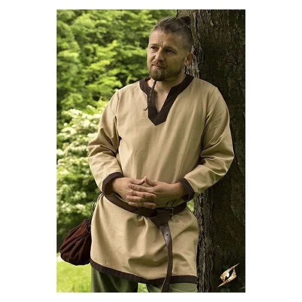 Adult Men Medieval Knight Warrior Costume Green Tunic Clothing Norman Chevalier Braid Pirate Saxon Top Shirt for Men