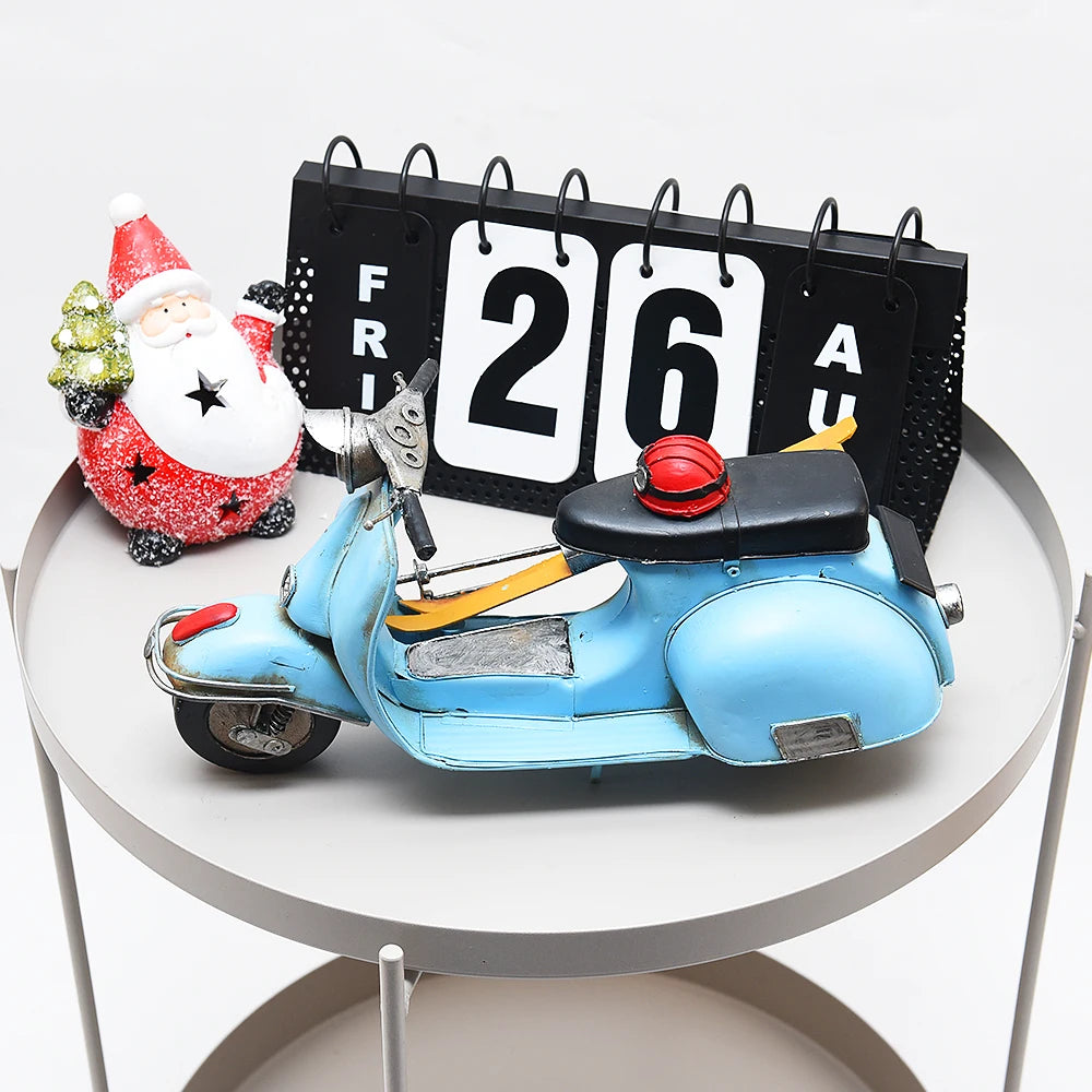 Sky Blue Medieval Motorcycle Antique Model Cars Wholesale Custom Decorative Ornaments Miniature Antique Cars