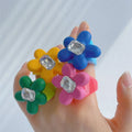2022 New Trendy Diamond Crystal Resin Simple Color Flower Square Women Rings Big Geometric Acrylic Ring
