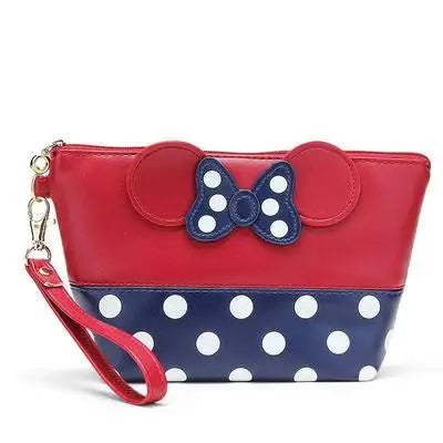 Maleta De Maquillaje Hot Style Portable Cute Bowknot Dot Print Make up Pouch Cosmetic Bag Travel Washbag Leather Toiletry Bag