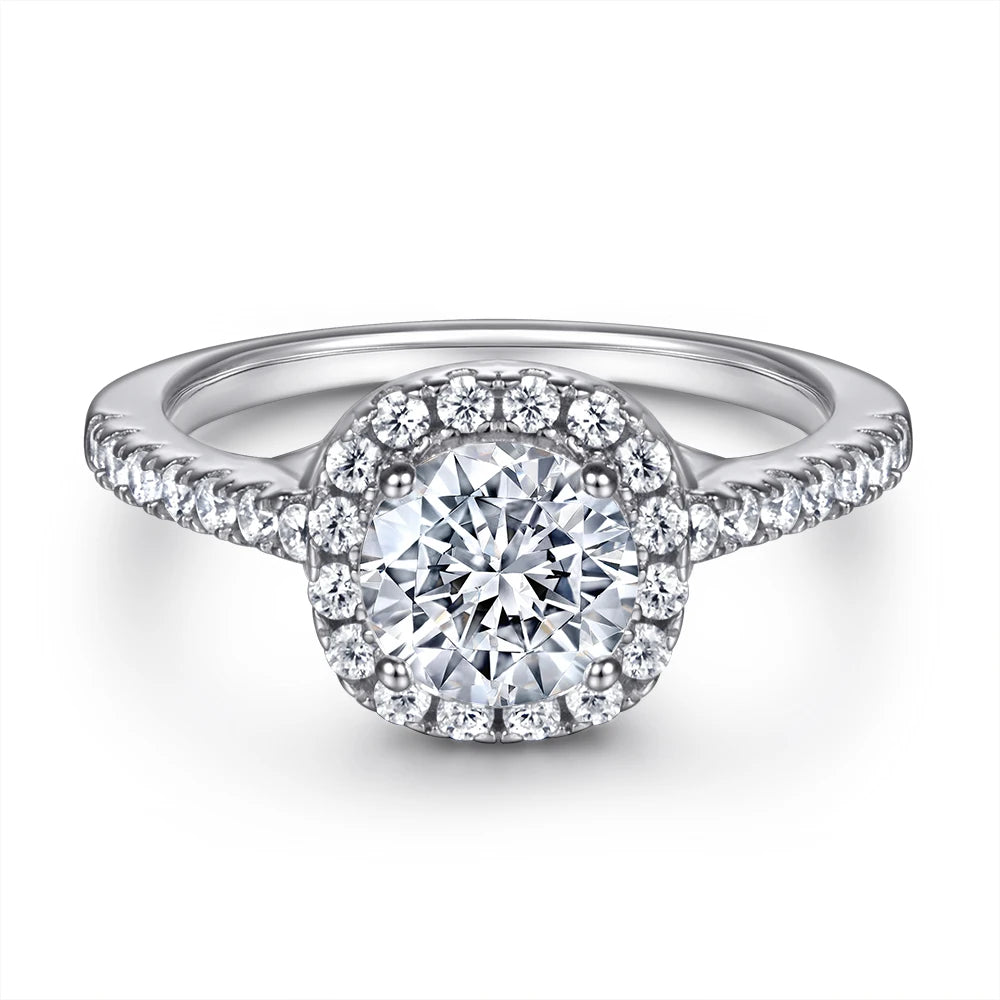 Classic Promise Rings Round Cut 7.5mm Prong Setting Tarnish Free Jewelry Wedding Ring Finger for Female