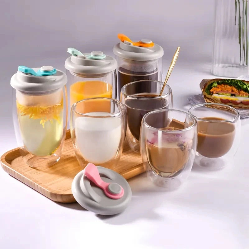 Factory Wholesale Eoc-friendly High Borosilicate Glass Double Wall Cup Milk Coffee Glass Mug Heat Resistant Glass Cup