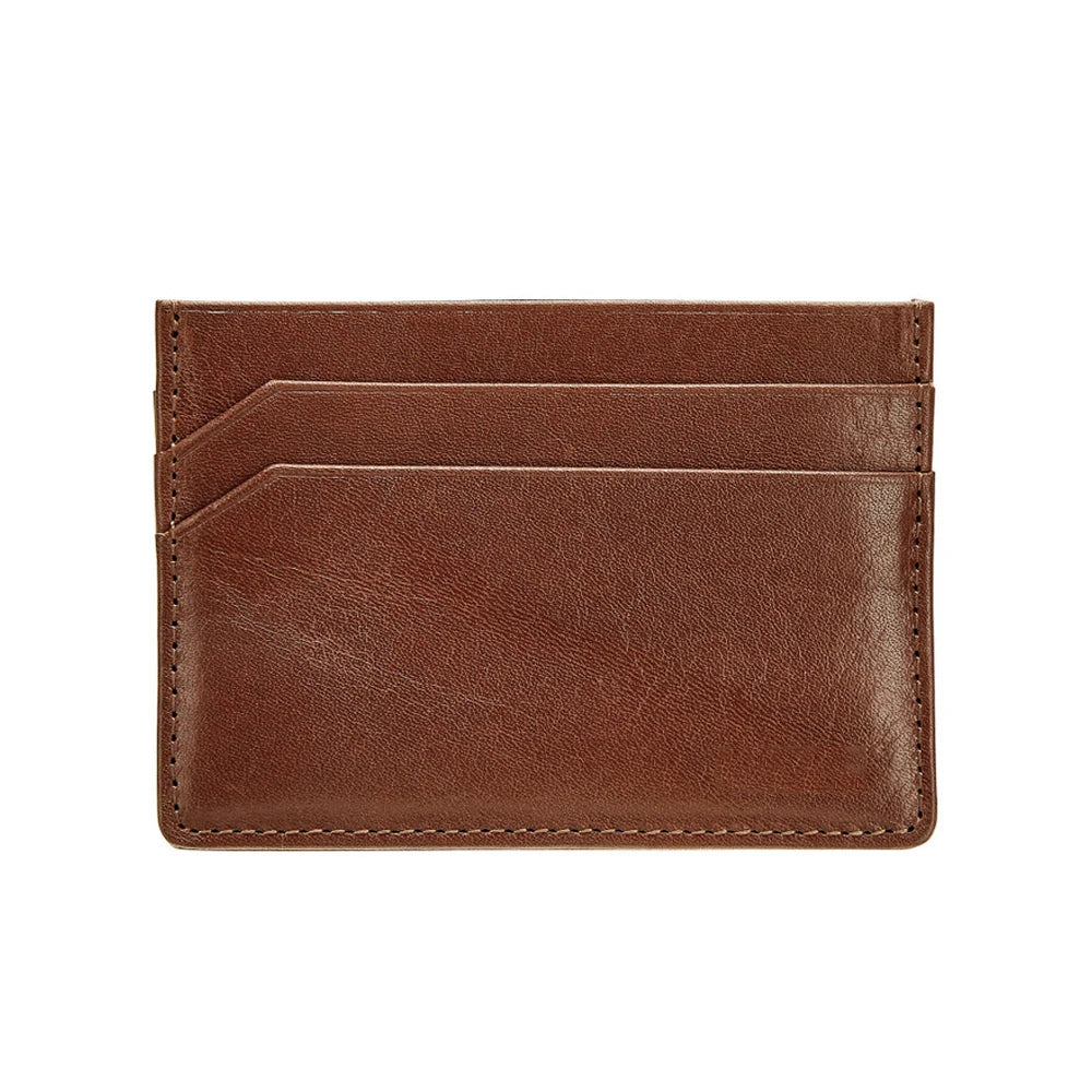 Wholesale Handmade Custom Logo Printing Luxury Vintage Business RFID Slim Genuine Leather Credit/ID Card Holder Office Gift