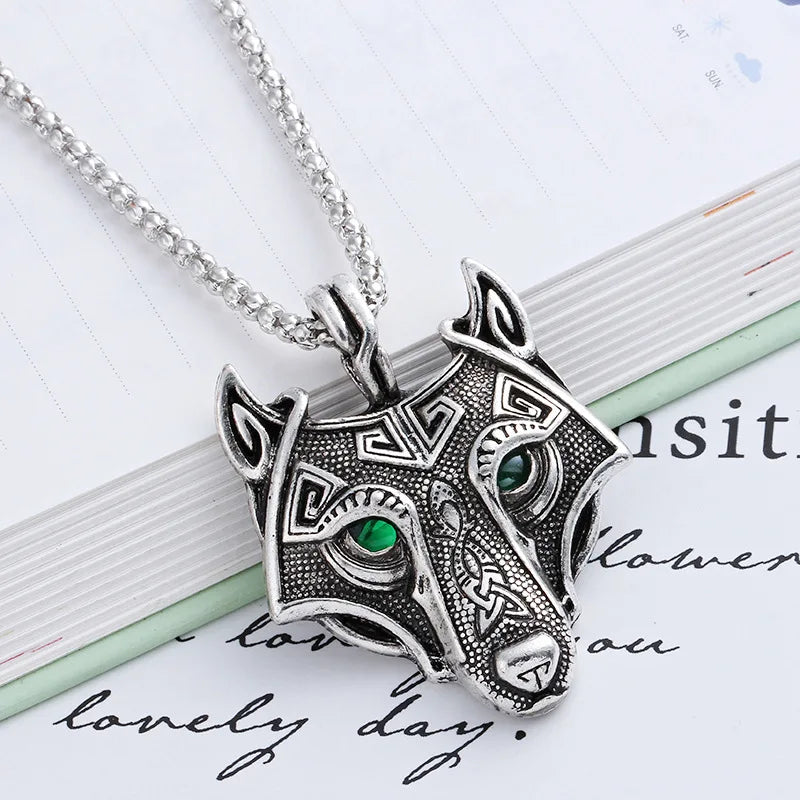 Wholesale Metal Alloy Glowing Teen Men Celti Wolf Necklace