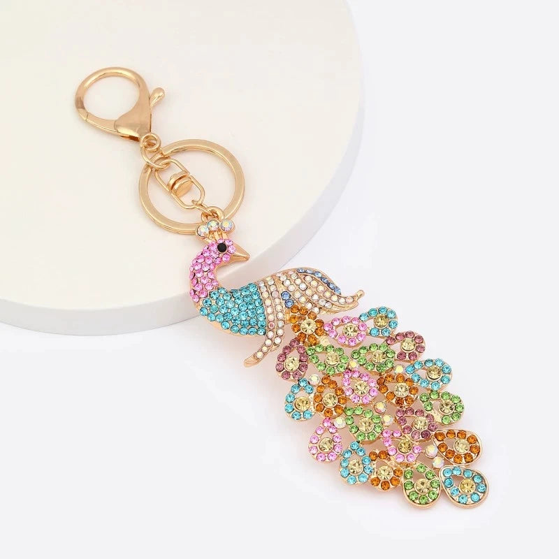 Factory Price Peacock Keychain Metal Key Ring School Supplies Car Bag Phone Accessories Key Chain Keyring