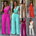 PASUXI Custom One Piece Set Women Clothing Belt Solid Jumpsuits Sleeveless Pants Off Shoulder V Neck Elegant Rompers