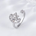 Wholesale Hot Selling Adjustable Open Cubic the Moon and the Stars Zirconia Copper Fidget Ringfor Women Gift Valentine's Day