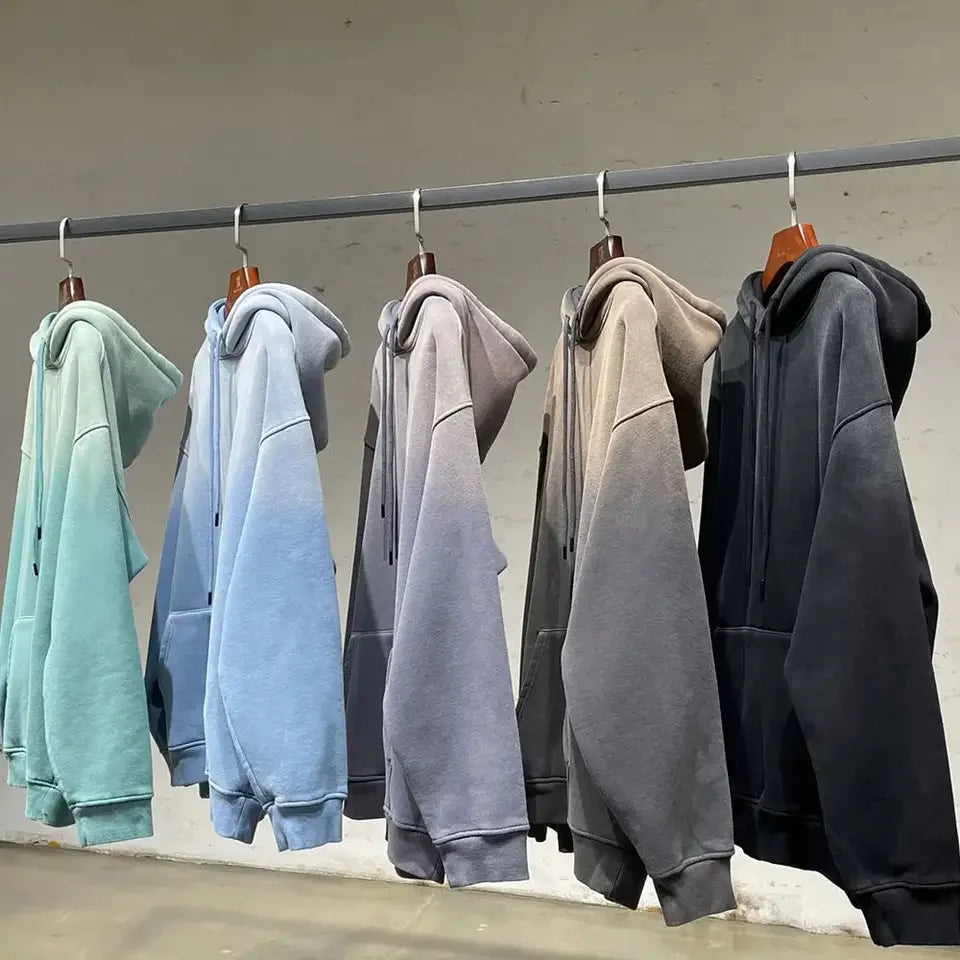 Oversize Acid Washed Hoodie Heavyweight Cotton Plus Size Pullover Sportswear Distressed Vintage Hoodies