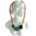 Natural Turquoise Orange mandarin Garnet 925 Sterling Silver  Boho Necklace