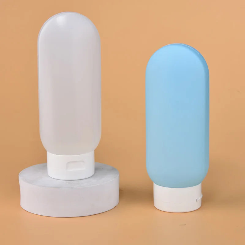 Portable Travel Bottle Biodegradable Empty Refillable Blue White Soft Squeeze Cosmetic Containers Flip Cap Plastic Tubes