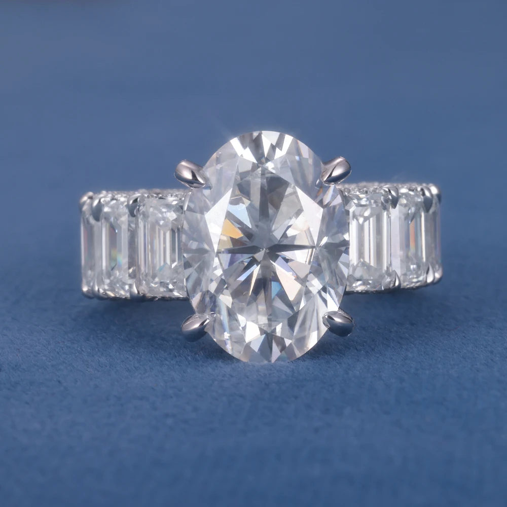 Factory Fine Jewelry Custom Real S925 Silver 9K 10K 14K 18K Soild Gold with 5ct Oval Cut D VVS Lab Grown Diamond Engagement Ring