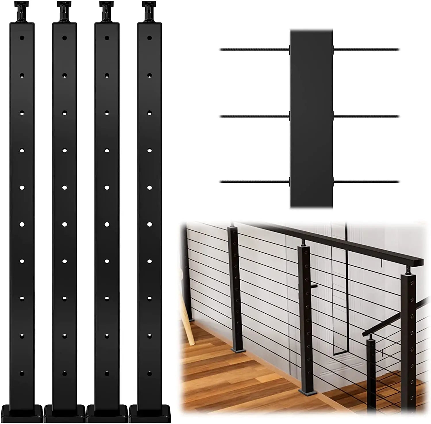 Condibe 2"x2" square Black Stainless Steel Wire Cable Deck Railing