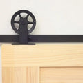 RHETECH New Arrival T Shape Spoke Wheel Design Roller Black Power Coated Sliding Barn Door Hardware Kits