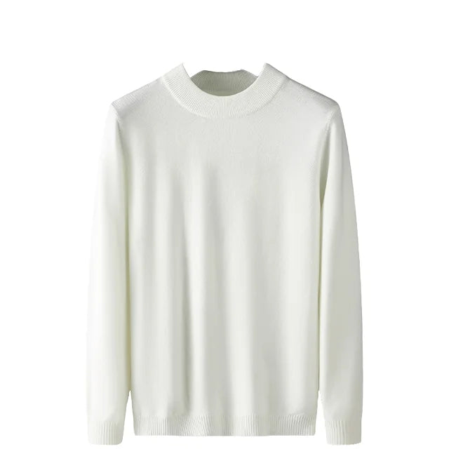 Wholesale Custom Cashmere Jumper Men Long Sleeve Solid Color Thicken Stand Collar Merino Wool Sweater