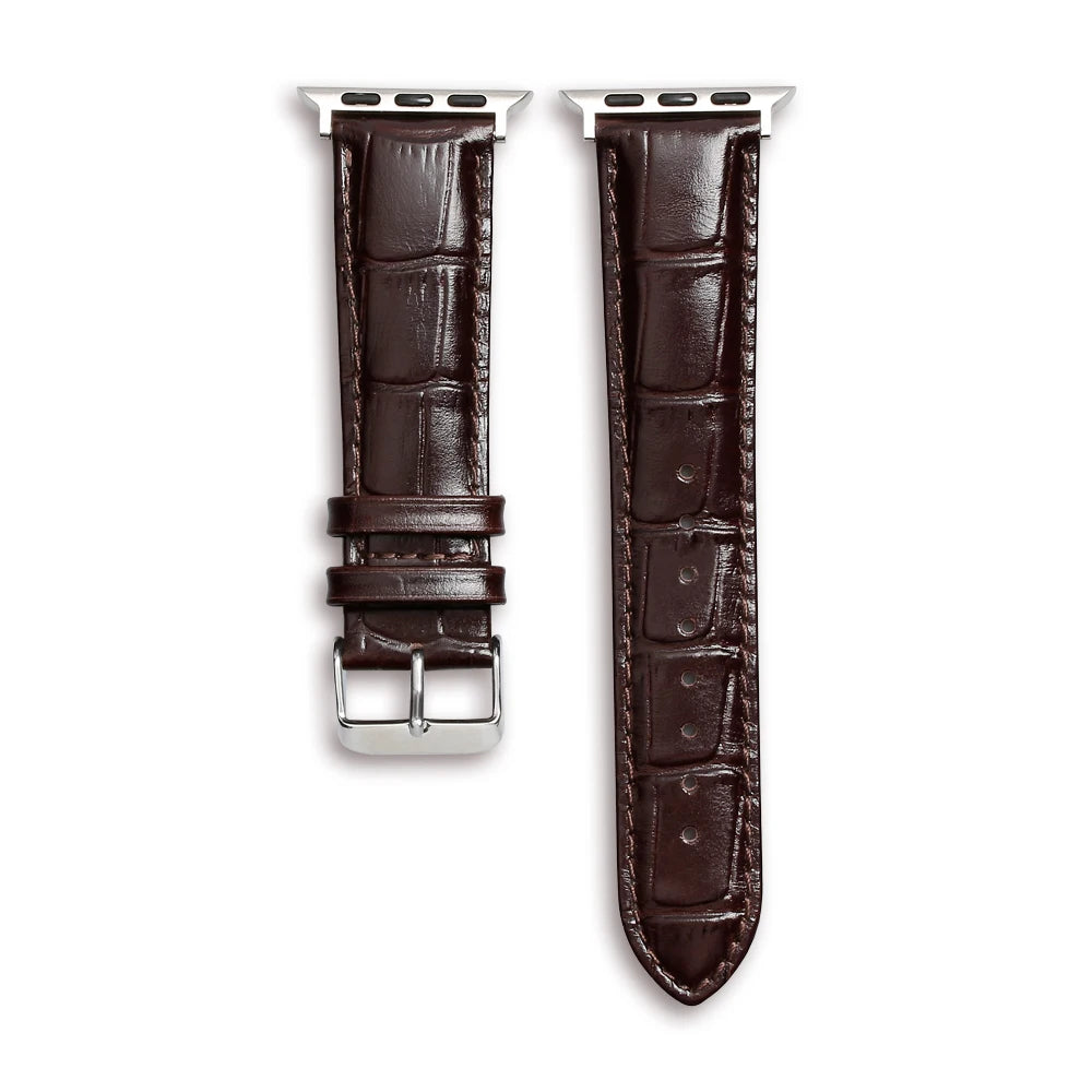 Genuine Leather Luxury Smart Watch Band with Pin Buckle for Classic Vintage Wristband 20mm 22mm