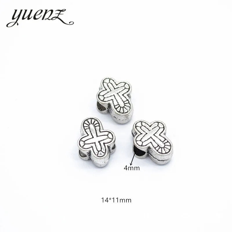 Antique Silver Color Big Hole Cross Beads Spacers Beads Fit European Charm Jewelry Accessories DIY Findings Bracelet MakingR98