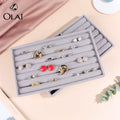 Wholesale Stock Jewelry Storage Tray Ice Gray Velvet Surface Ring Earring Exhibitor Display
