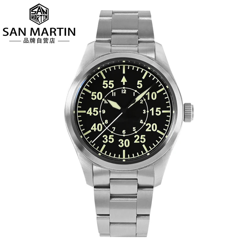 Factory Price San Martin Vintage pilot Yn55 39mm Mechanical Automatic Movement 20atm 316 Stainless Steel Watch for Sale