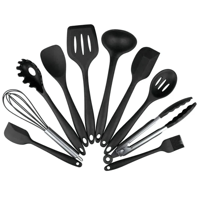 10PCS Silicone Kitchenware Non-stick Cooking Tool Spoon Spatula  Shovel Silicone Utensils Set