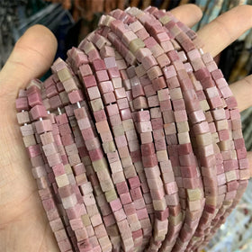 Natural Material 4*4mm Rhodochrosite African Turquoise Amethyst Square Cube Bead Square Bead Jewellery Making Accessory