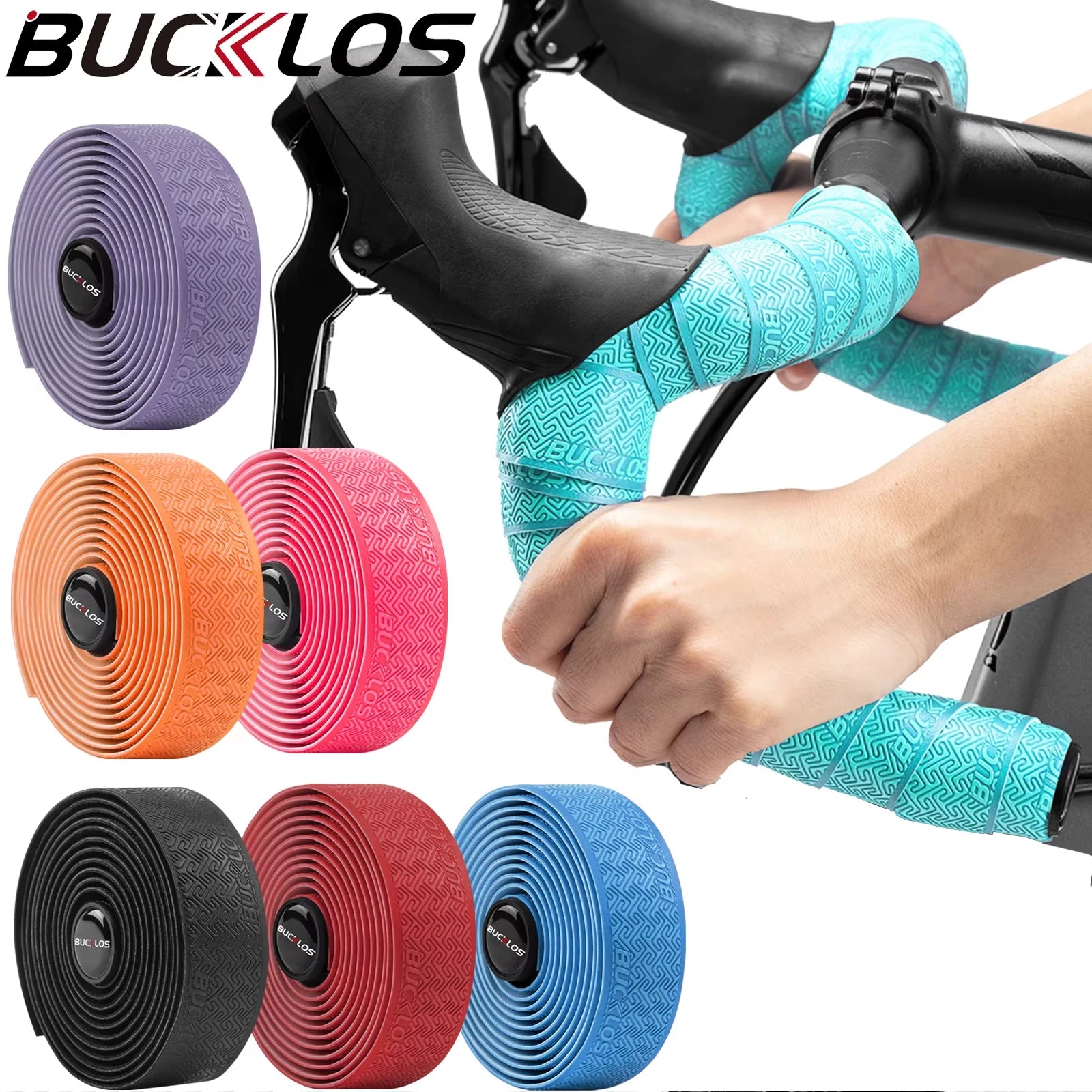 BUCKLOS Wrapped Breathable Bicycle PU/EVA Anti-slip Handlebar Tape with Handlebar End Plug Tape Shockproof Bicycle Accessories
