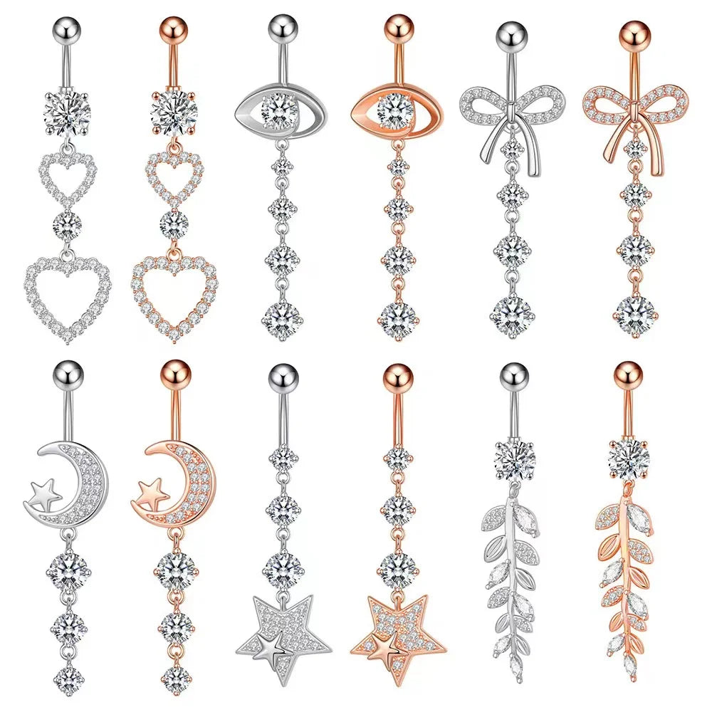 Gaby New Sale Navel Rings Stainless Steel Long Dangle Belly Piercing Belly Button Ring Wholesale Piercing Jewelry