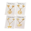 Titanium Steel 18k Gold Plated Heart Pendant Earrings Jewellery  Ladies Bridesmaid Stainless Steel Necklace Jewelry Set