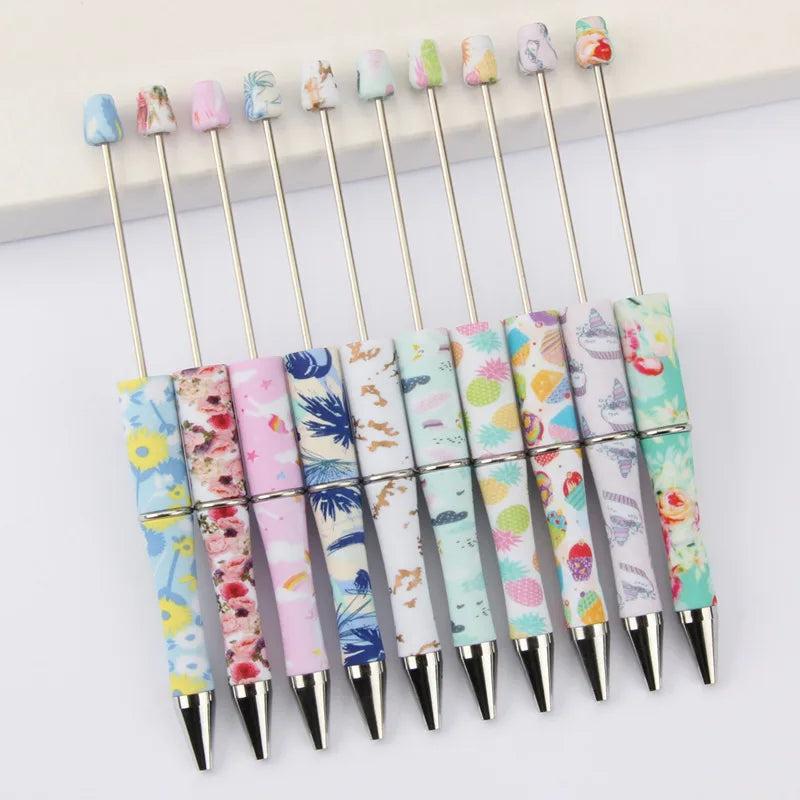 2026 Hot Nursing Day Series Bead Pen Creative Water Transfer Ballpoint Pen Mixed Focus Bead DIY Pen