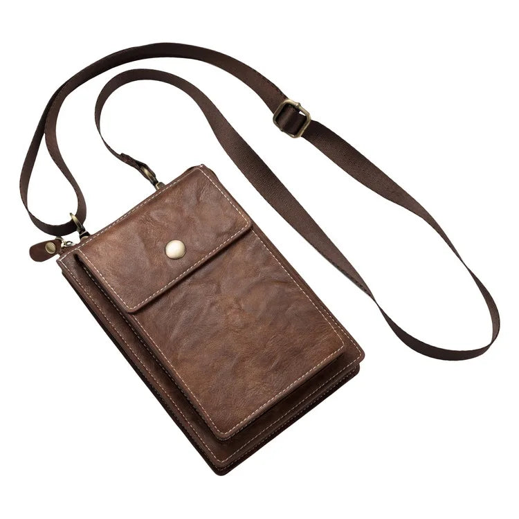 For Vintage Fanny Pack PU Leather Sport Belt Bag Zipper Closure Custom Travelling Phone Waist Bag for Climbing Waterproof