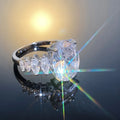 Huitan Classic Eternity Silver Color Side CZ Stone Rings Wedding Engagement 4 Claws Oval Cut Diamond Rings for Women