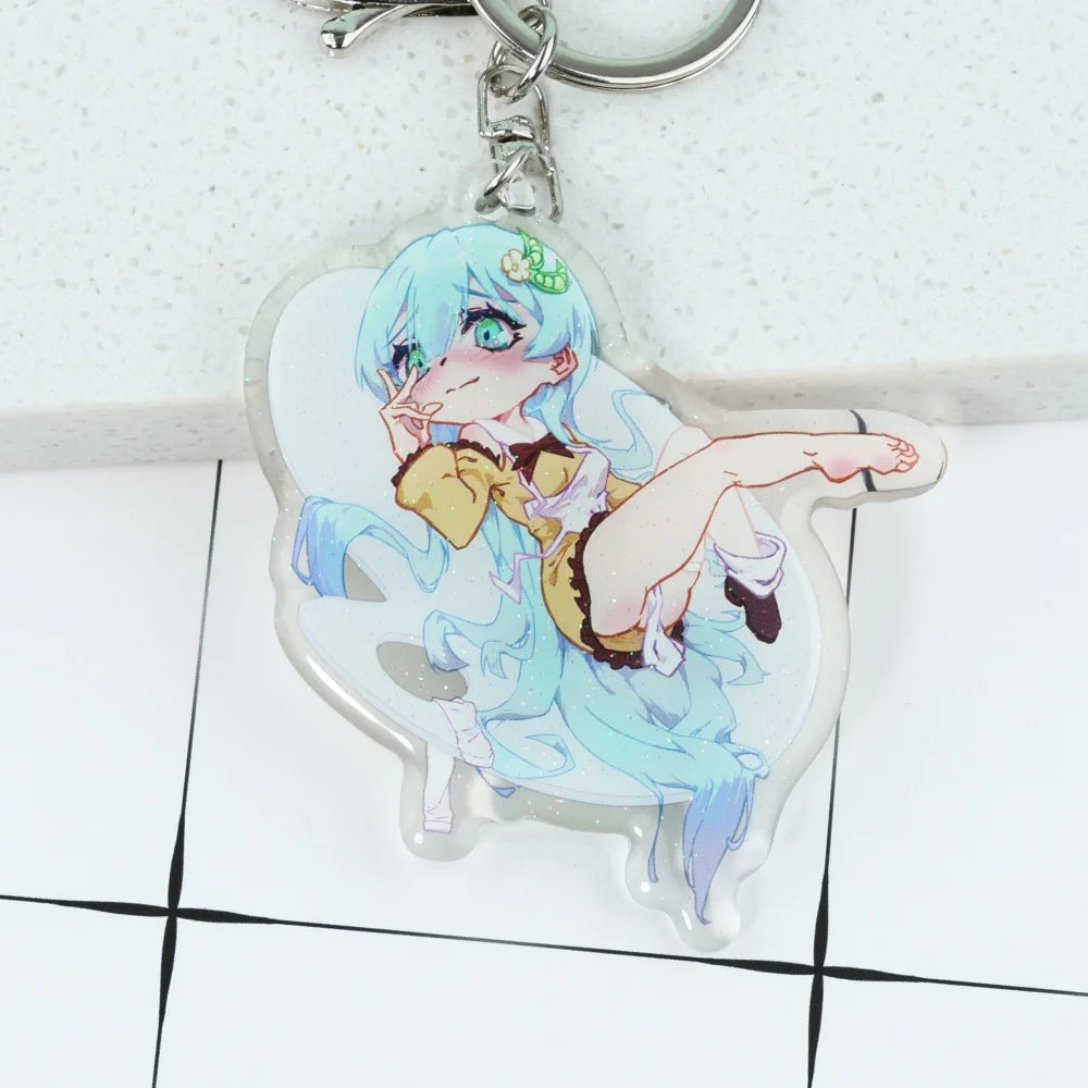 Clear Charm Glitter Epoxy Acrylic Keychain Custom Acrylic Charm Keychain Clear Acrylic Keychain With Glitter Epoxy Hologram
