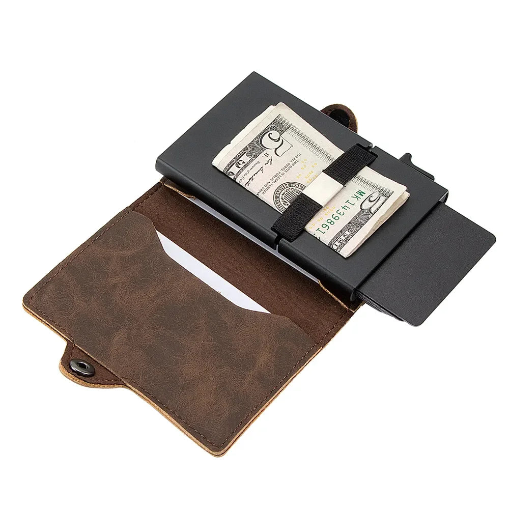 Automatic Pop-up and Side Push Card Bag Mini Smart Wallet Rfid Blocking Bank Credit Card Clip