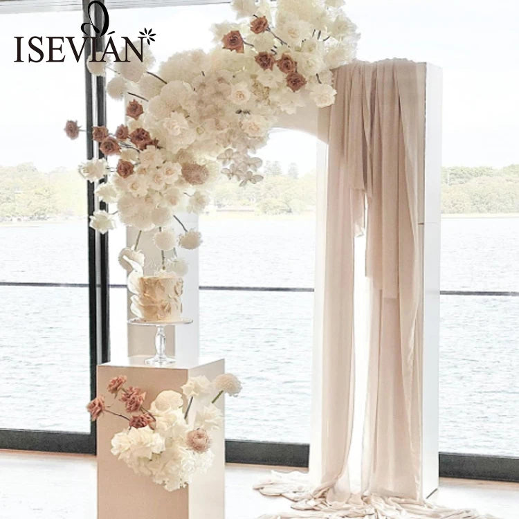 ISEVIAN White Hydrangea and Peony Flower Arch Decoration Wedding Centerpieces Silk Flowers