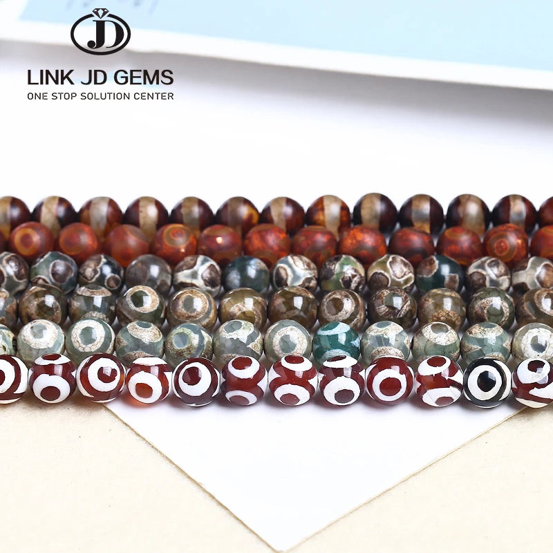 Wholesale China Tibetan Dzi Eyes Beads Natural White Agate Stone 8MM Round Loose Beads for Jewelry Making Bracelet DIY Accessory