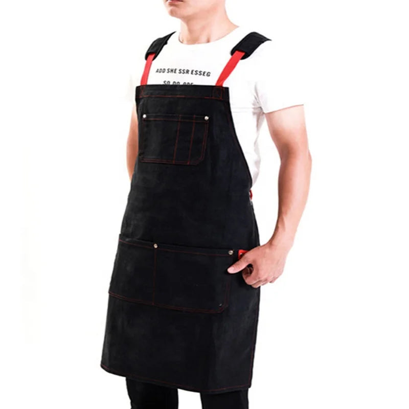 Men's Stylish Gardening Art Print Wet Wax Canvas Shoulder Pad Wear-Resistant Sleeveless Restaurants Coffee Shops