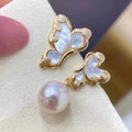 E1857 10-11mm DIY Natural Freshwater Pearl Charm Earrings Mounting Accessory 925 Sterling Silver Gold Plated  Jewelry for Women