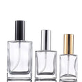15ml 30ml Square Glass Perfume Bottle with Long Cap Black Silver Screw Long Cap MOQ 100pcs