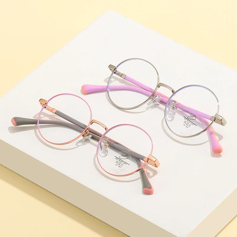 Latest Ready Stock Kids Eyeglasses Metal Frame Promotional Round Teenager Optical Frames