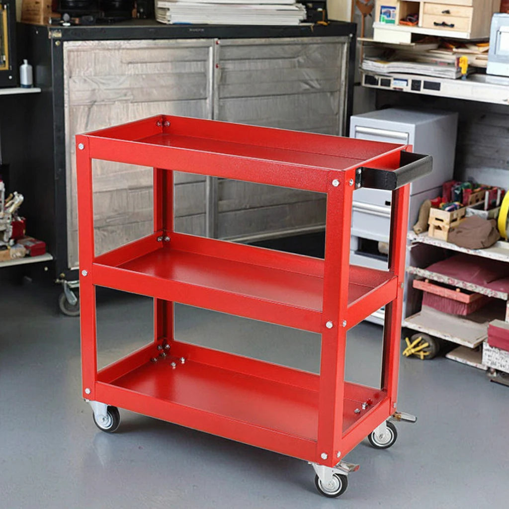 Auto Repair Mechanical Tool Cart Workshop Cart Iron 3 Shelf Mechanical Trolley Three-layer OEM 200kg Load Capacity Modern