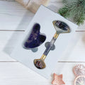 Hongzhuo Customised Logo Face Lifting Jade Gold Metal Amethyst Roller Heart Guasha Tool Set Kit
