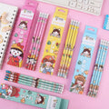 School Supplies Beautiful Promotional HB Eraser Pencil 6pcs Color Pencil Set Black Stationery Set Customized Wood Ningbo 50sets