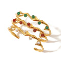 Popular Charm Fashion Jewelry Stainless Steel Gold Plated Natural Stone Pearl Adjustable Women Luxury Bangle Woven Bracelet