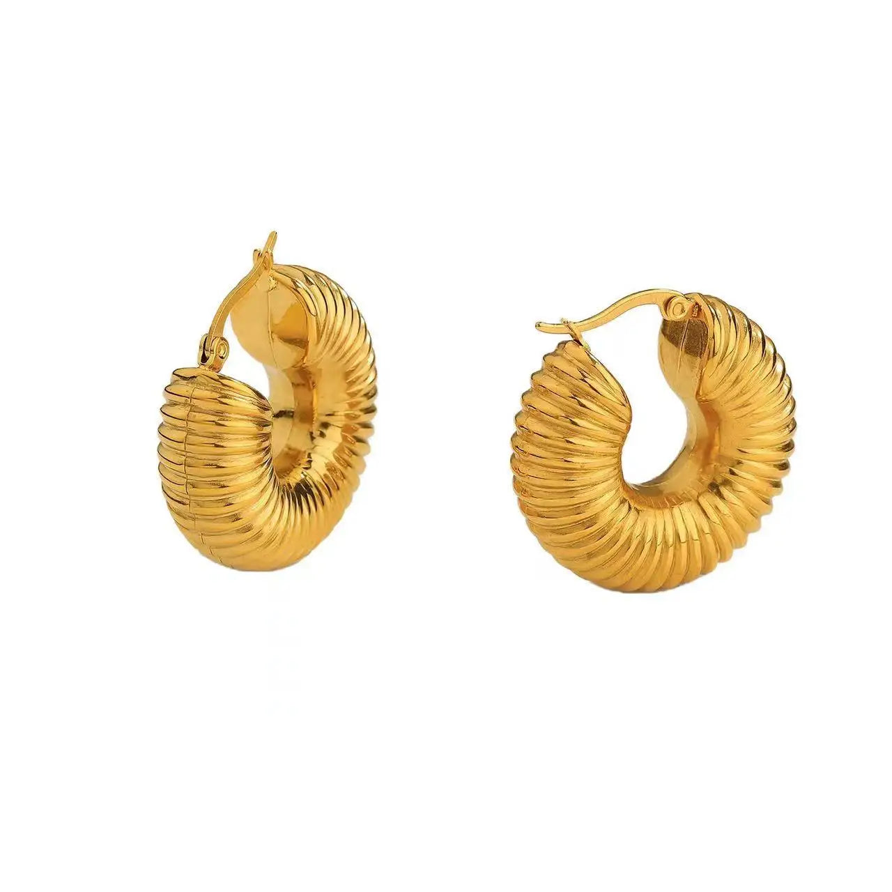 Filled Jewelry Geometric Chunky Stainless Circle Hoop Earrings Gold 2022 Titanium Steel for Women 18K Polybag Trade Assurance